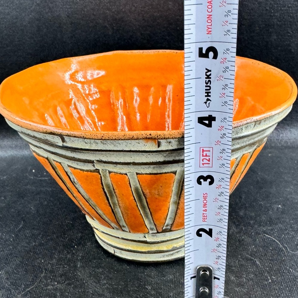 Boyan Moskov Studio Signed Pottery Stoneware Bowl Brown Orange MCM Retro - Picture 6 of 6